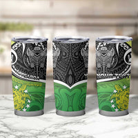 Custom New Zealand Cook Islands Tumbler Cup Maori Tiki With Circle Stars Turtle - Polynesian Pride
