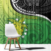 New Zealand Cook Islands Window Curtain Maori Tiki With Circle Stars Turtle - Polynesian Pride