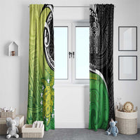 New Zealand Cook Islands Window Curtain Maori Tiki With Circle Stars Turtle - Polynesian Pride
