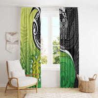 New Zealand Cook Islands Window Curtain Maori Tiki With Circle Stars Turtle - Polynesian Pride