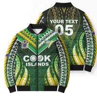 Custom Cook Islands Rugby Bomber Puffer Jacket Unique Style Green Version - Polynesian Pride