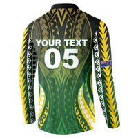Custom Cook Islands Rugby Button Sweatshirt Unique Style Green Version - Polynesian Pride