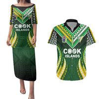 Custom Cook Islands Rugby Couples Matching Puletasi and Hawaiian Shirt Unique Style Green Version - Polynesian Pride