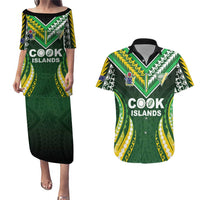 Custom Cook Islands Rugby Couples Matching Puletasi and Hawaiian Shirt Unique Style Green Version LT05 Green - Polynesian Pride