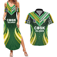 Custom Cook Islands Rugby Couples Matching Summer Maxi Dress and Hawaiian Shirt Unique Style Green Version LT05 Green - Polynesian Pride