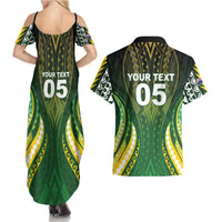 Custom Cook Islands Rugby Couples Matching Summer Maxi Dress and Hawaiian Shirt Unique Style Green Version LT05 - Polynesian Pride