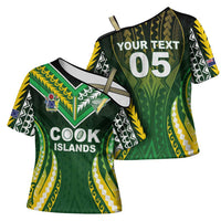 Custom Cook Islands Rugby Cross Shoulder Shirt Unique Style Green Version LT05 - Polynesian Pride