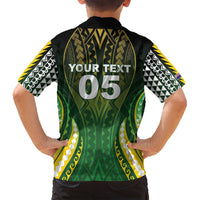 Custom Cook Islands Rugby Family Matching Long Sleeve Bodycon Dress and Hawaiian Shirt Unique Style Green Version - Polynesian Pride