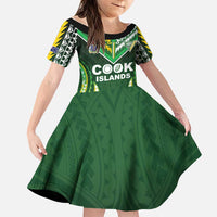 Custom Cook Islands Rugby Family Matching Long Sleeve Bodycon Dress and Hawaiian Shirt Unique Style Green Version - Polynesian Pride