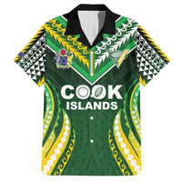 Custom Cook Islands Rugby Family Matching Off The Shoulder Long Sleeve Dress and Hawaiian Shirt Unique Style Green Version - Polynesian Pride