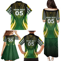 Custom Cook Islands Rugby Family Matching Puletasi and Hawaiian Shirt Unique Style Green Version LT05 - Polynesian Pride