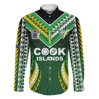 Custom Cook Islands Rugby Family Matching Puletasi and Hawaiian Shirt Unique Style Green Version LT05 Dad's Shirt - Long Sleeve Green - Polynesian Pride
