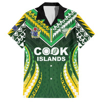 Custom Cook Islands Rugby Family Matching Short Sleeve Bodycon Dress and Hawaiian Shirt Unique Style Green Version - Polynesian Pride