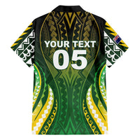 Custom Cook Islands Rugby Family Matching Short Sleeve Bodycon Dress and Hawaiian Shirt Unique Style Green Version - Polynesian Pride