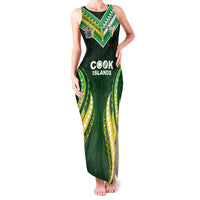 Custom Cook Islands Rugby Family Matching Tank Maxi Dress and Hawaiian Shirt Unique Style Green Version - Polynesian Pride