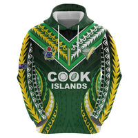Custom Cook Islands Rugby Hoodie Unique Style Green Version - Polynesian Pride