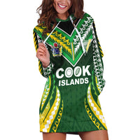 Custom Cook Islands Rugby Hoodie Dress Unique Style Green Version LT05 Green - Polynesian Pride
