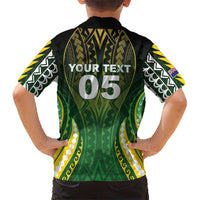 Custom Cook Islands Rugby Kid Hawaiian Shirt Unique Style Green Version LT05 - Polynesian Pride