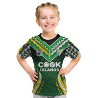 Custom Cook Islands Rugby Kid T Shirt Unique Style Green Version LT05 Green - Polynesian Pride