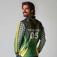 Custom Cook Islands Rugby Long Sleeve Polo Shirt Unique Style Green Version - Polynesian Pride