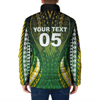 Custom Cook Islands Rugby Padded Jacket Unique Style Green Version - Polynesian Pride