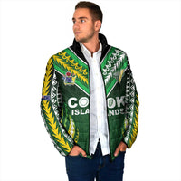 Custom Cook Islands Rugby Padded Jacket Unique Style Green Version - Polynesian Pride