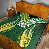 Cook Islands Rugby Quilt Unique Style Green Version - Polynesian Pride