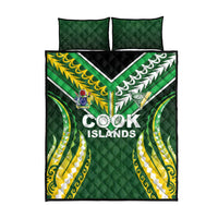 Cook Islands Rugby Quilt Bed Set Unique Style Green Version - Polynesian Pride