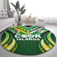 Cook Islands Rugby Round Carpet Unique Style Green Version - Polynesian Pride