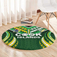 Cook Islands Rugby Round Carpet Unique Style Green Version - Polynesian Pride