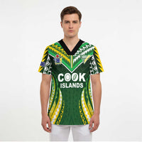 Custom Cook Islands Rugby Scrub Top Unique Style Green Version - Polynesian Pride