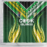 Cook Islands Rugby Shower Curtain Unique Style Green Version - Polynesian Pride