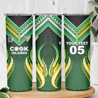 Custom Cook Islands Rugby Skinny Tumbler Unique Style Green Version - Polynesian Pride