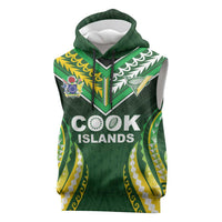 Custom Cook Islands Rugby Sleeveless Hoodie Unique Style Green Version - Polynesian Pride
