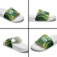 Cook Islands Rugby Slide Sandals Unique Style Green Version - Polynesian Pride