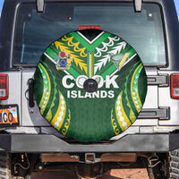 Cook Islands Rugby Spare Tire Cover Unique Style Green Version - Polynesian Pride
