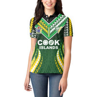 Custom Cook Islands Rugby Women Polo Shirt Unique Style Green Version - Polynesian Pride