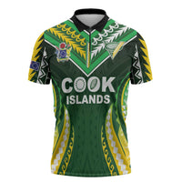 Custom Cook Islands Rugby Zipper Polo Shirt Unique Style Green Version LT05 Green - Polynesian Pride