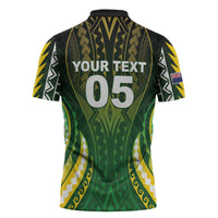 Custom Cook Islands Rugby Zipper Polo Shirt Unique Style Green Version LT05 - Polynesian Pride