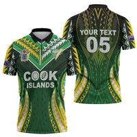 Custom Cook Islands Rugby Zipper Polo Shirt Unique Style Green Version LT05 - Polynesian Pride