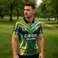 Custom Cook Islands Rugby Zipper Polo Shirt Unique Style Green Version LT05 - Polynesian Pride