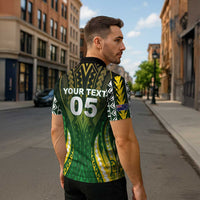 Custom Cook Islands Rugby Zipper Polo Shirt Unique Style Green Version LT05 - Polynesian Pride