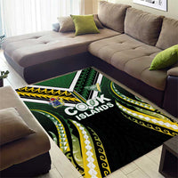 Cook Islands Rugby Area Rug Unique Style Black Version - Polynesian Pride