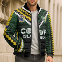 Custom Cook Islands Rugby Bomber Puffer Jacket Unique Style Black Version - Polynesian Pride