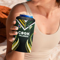 Custom Cook Islands Rugby 4 in 1 Can Cooler Tumbler Unique Style Black Version LT05 - Polynesian Pride