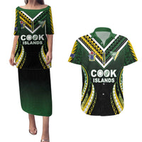 Custom Cook Islands Rugby Couples Matching Puletasi and Hawaiian Shirt Unique Style Black Version LT05 Black - Polynesian Pride