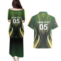 Custom Cook Islands Rugby Couples Matching Puletasi and Hawaiian Shirt Unique Style Black Version LT05 - Polynesian Pride