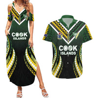Custom Cook Islands Rugby Couples Matching Summer Maxi Dress and Hawaiian Shirt Unique Style Black Version LT05 Black - Polynesian Pride