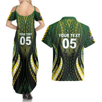 Custom Cook Islands Rugby Couples Matching Summer Maxi Dress and Hawaiian Shirt Unique Style Black Version LT05 - Polynesian Pride
