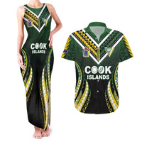 Custom Cook Islands Rugby Couples Matching Tank Maxi Dress and Hawaiian Shirt Unique Style Black Version LT05 Black - Polynesian Pride